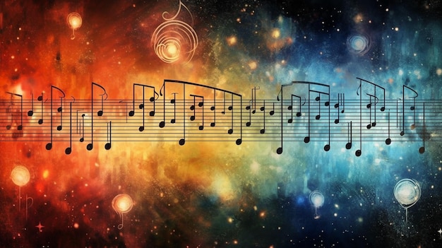 Photo music notes on a colorful background