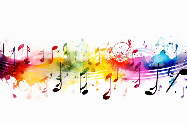 Photo music notes colourful on white background