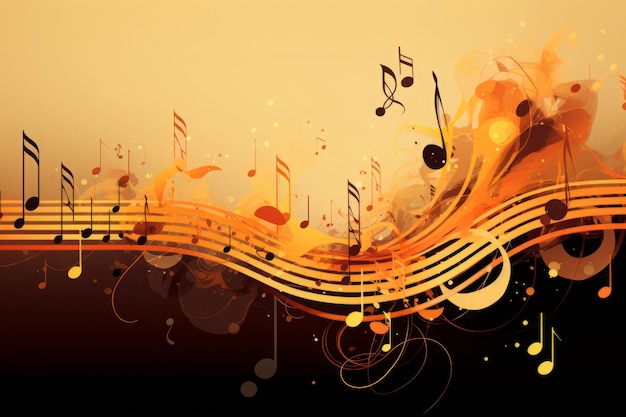 Music notes and signs on abstract dark background