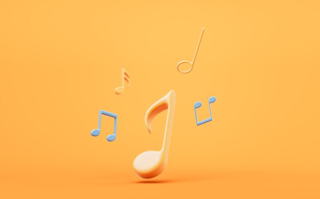 Photo music notes with cartoon style 3d rendering 3d illustration