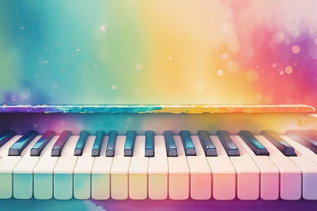 Music piano keyboard colorfull ai generative