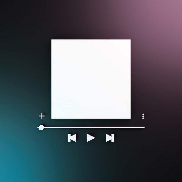 Photo music player interface mockup with neon lighting