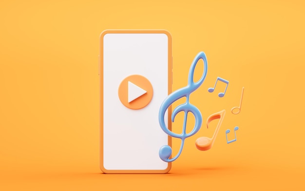 Music player sign with cartoon style 3d rendering 3D illustration