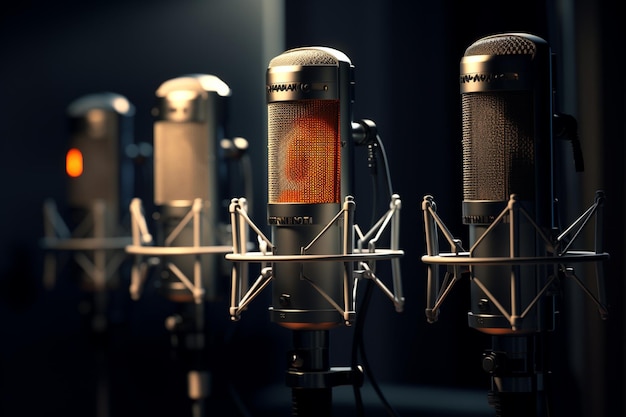 Photo music recording studio microphones