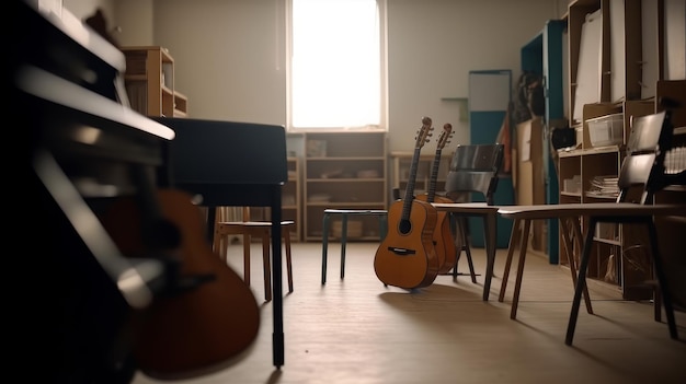 Музыкальная комната Пространство, предназначенное для занятий и игр, созданных искусственным интеллектом.