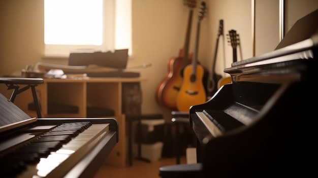 Music room A space designated for practicing and playing AI generated