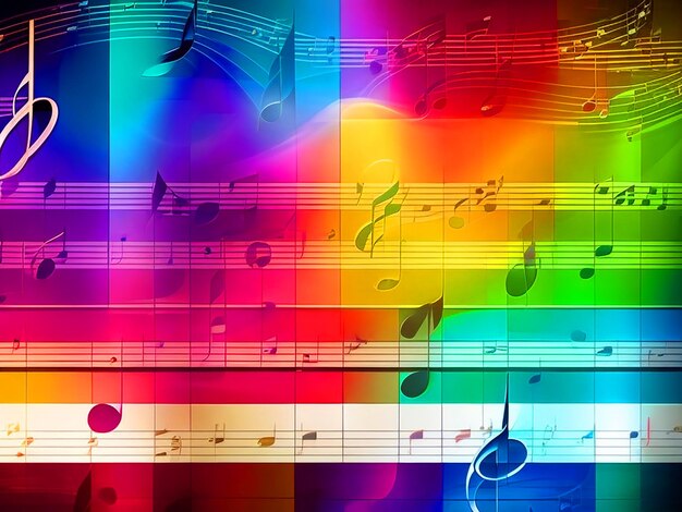 Photo music score colorful background