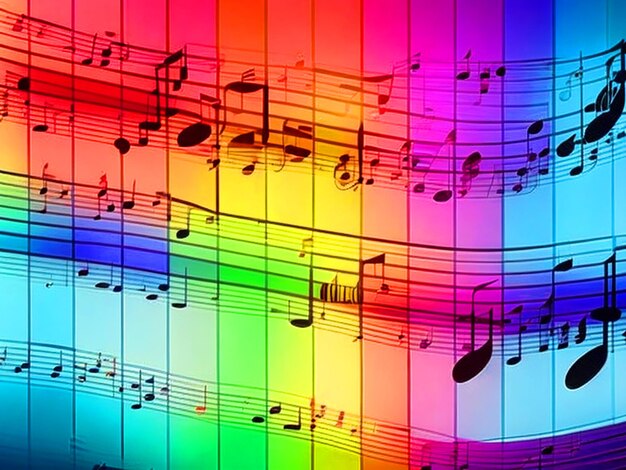 Photo music score colorful background