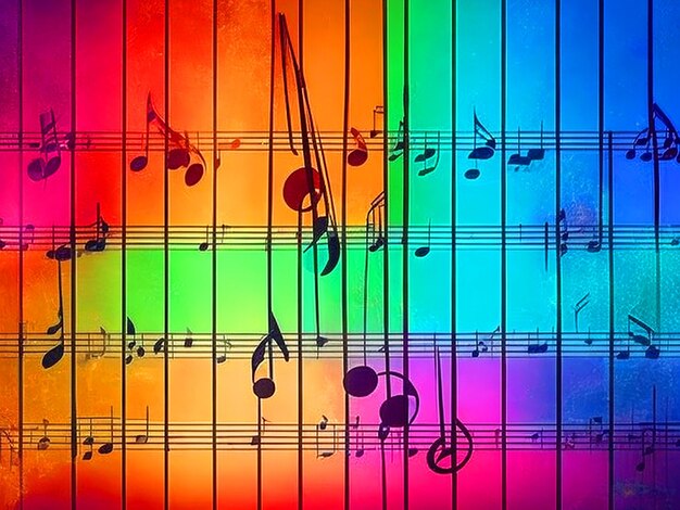 Photo music score colorful background