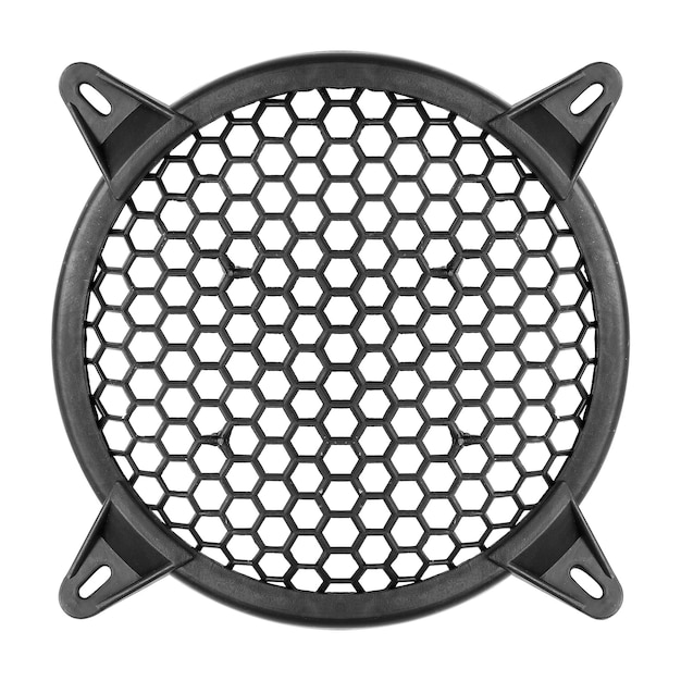 Photo music and sound speaker grill cover decorative circle plastic mesh isolated