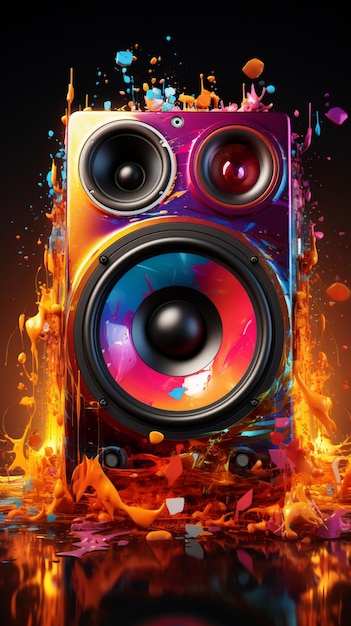 The music speaker comes alive with a burst of color and sound Vertical Mobile Wallpaper