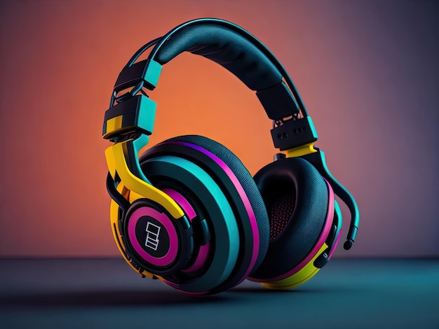 Music Vibes multicolored audio headphones ai generative