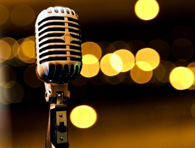 Musical background. Musical background with microphone and stage lights