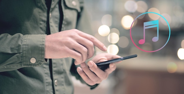 Musical icon Man holding a phone in his hand