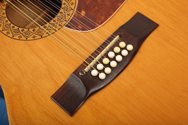 Musical instrument Bridge and pins twelvestring acoustic guitar