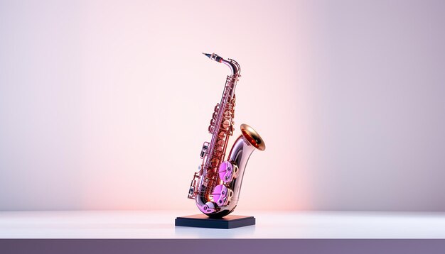 Photo musical instrument standing on a minimal podium blurred white background