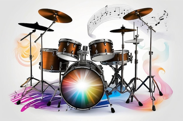 Photo musical instrument technology drum set and rhythm wave remixed media