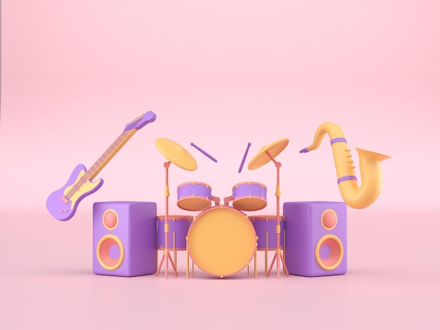 Photo musical instruments 3d render
