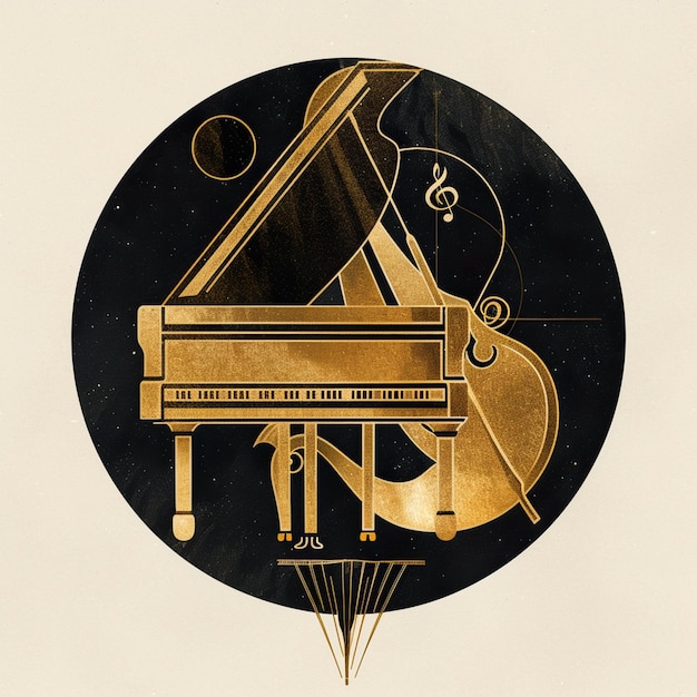 Musical Instruments in Abstract Style with Music Notes