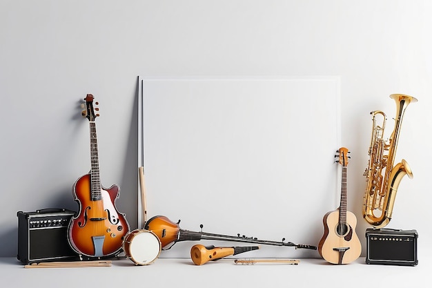 Musical Instruments Mockup Blank White Space Design Exhibit