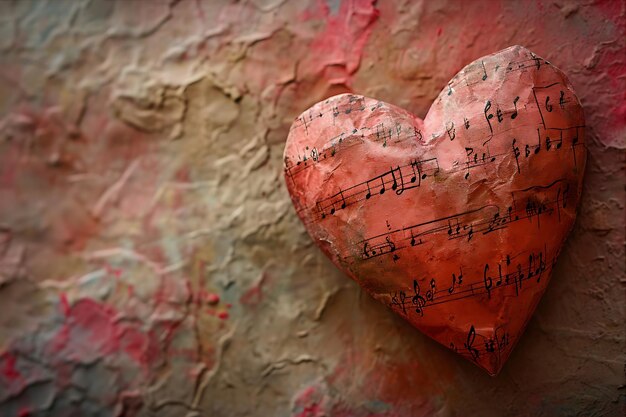 Foto amore musicale cuore su una carta dolce