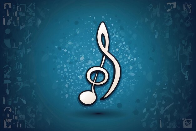 Musical note icon isolated on abstract blue background illustration design