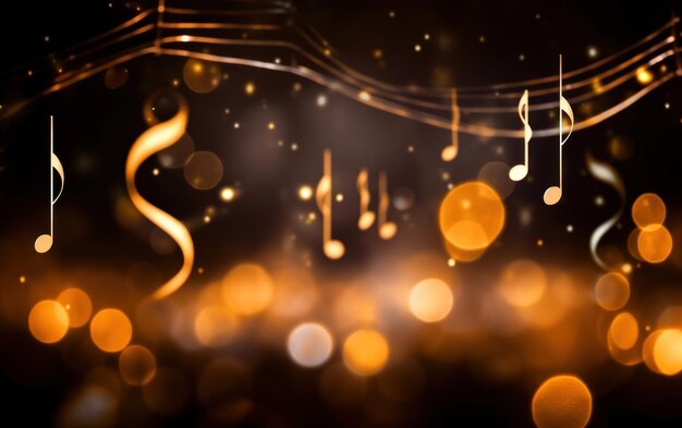Musical note with golden lights in the background