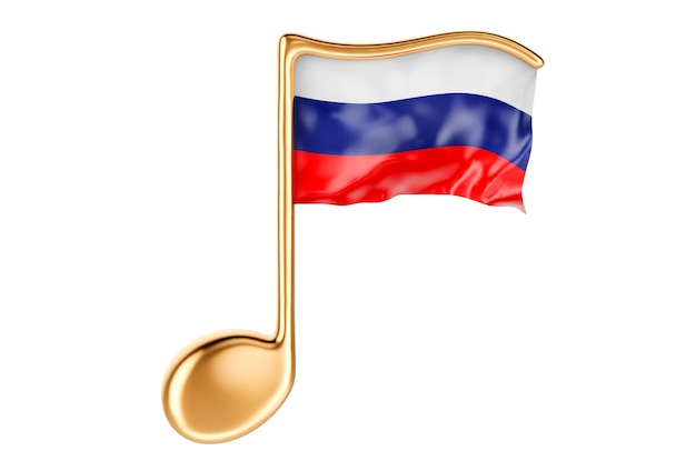 Musical note with Russian flag Music in Russia concept 3D rendering