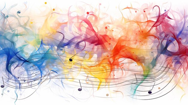 musical notes on colorful waves