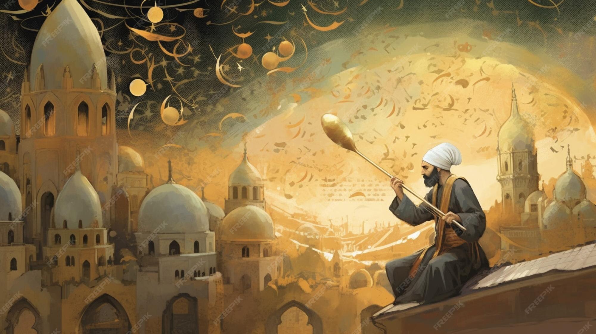 Premium AI Image The Musical Notes Of Traditional Islamic Songs premium-ai-image-the-musical-notes-of-traditional-islamic-songs