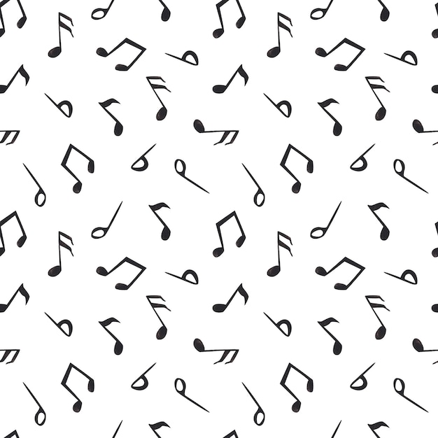 musical notes watercolor hand drawing seamless pattern
