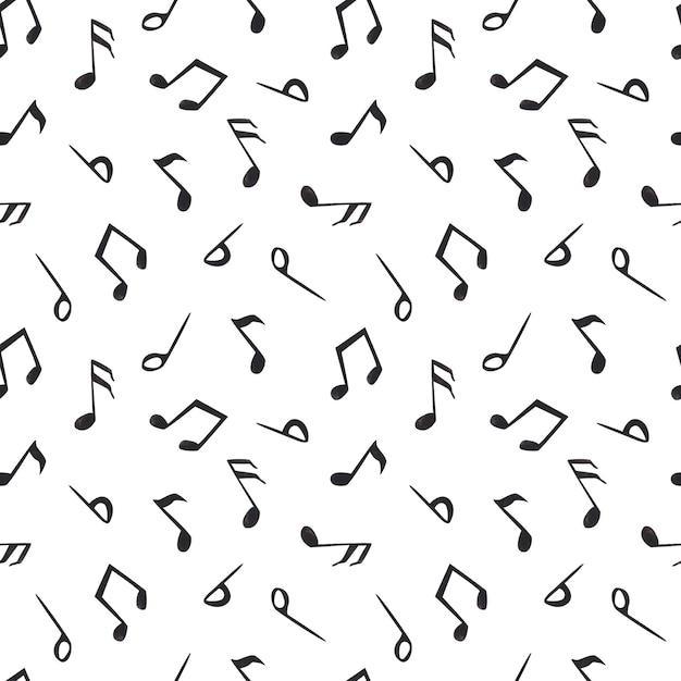 Photo musical notes watercolor hand drawing seamless pattern