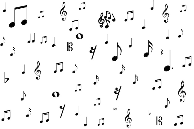 Musical notes on a white background