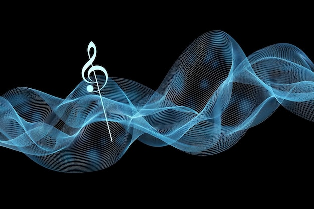 Музыкальные ноты с фоновым звуковым волном