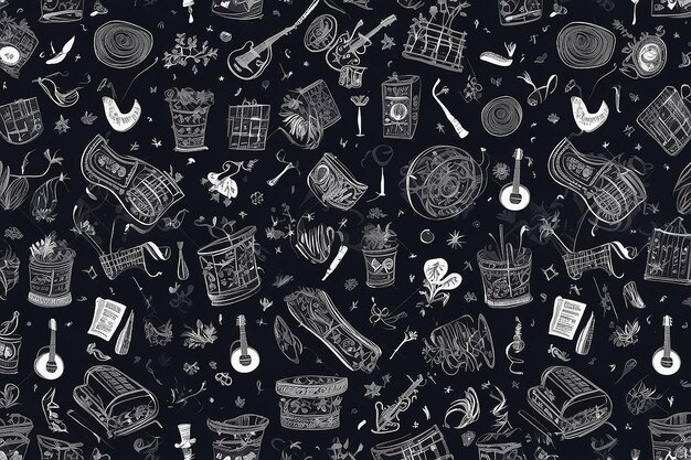 Musical pattern on dark background stock illustration