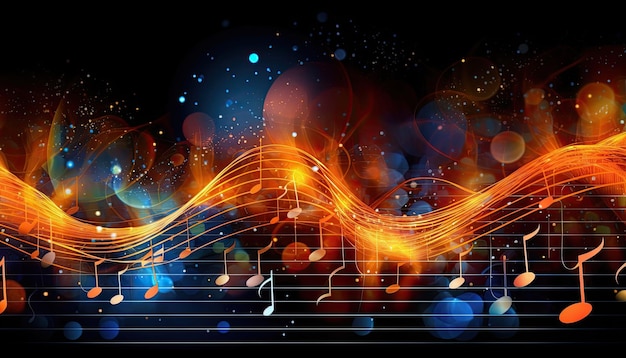 musical sound waves notes background