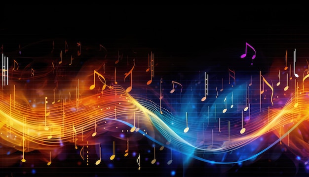 musical sound waves notes background