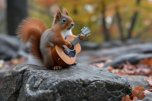 Musical Squirrel Guitar Concert