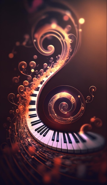 Musical Vortex An Abstract Composition of Piano Keys Representing Sound Waves