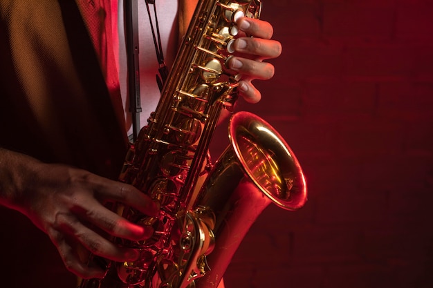 Musician playing the saxophone