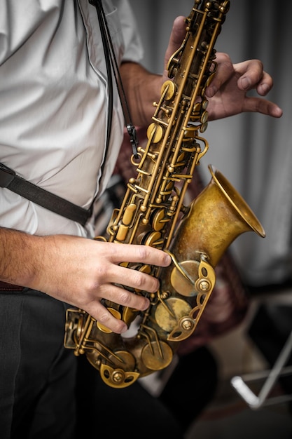 Musician playing the saxophone