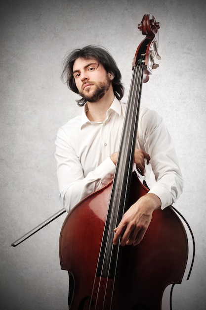 Musician with his contrabass