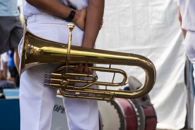 Photo musicians are seen during the bahia independence parade in lapinha neighborhood in salvador