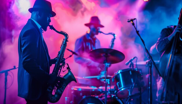 Musicians playing jazz in club