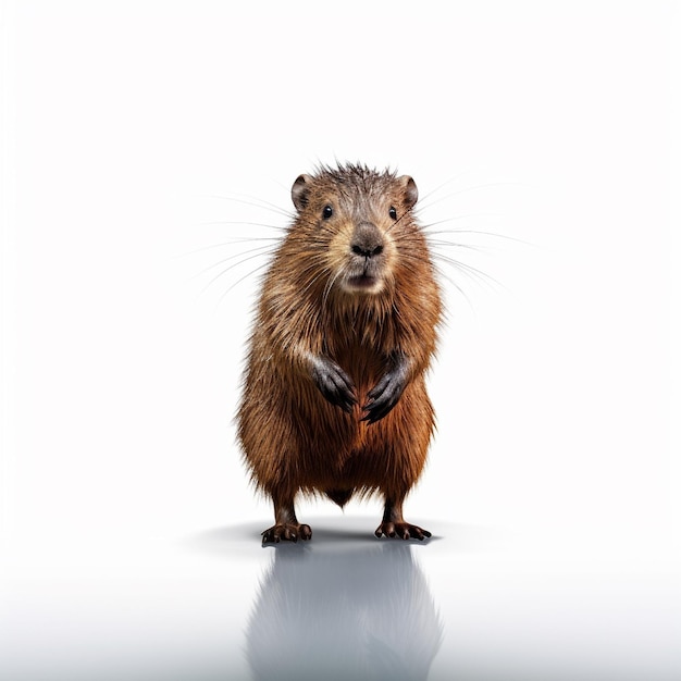 muskrat on white background