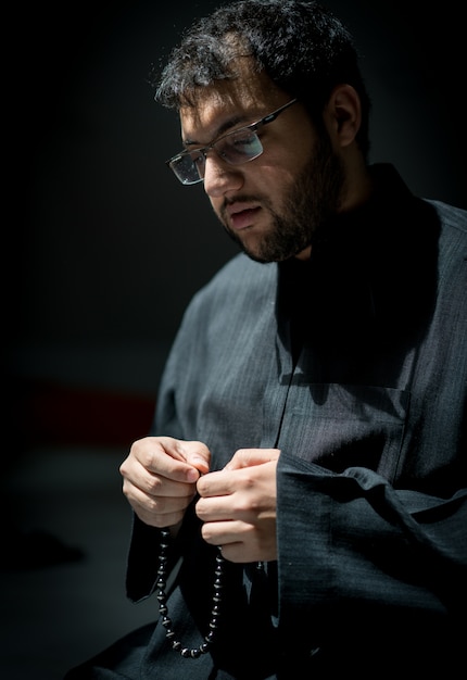 Muslim Arabic man praying