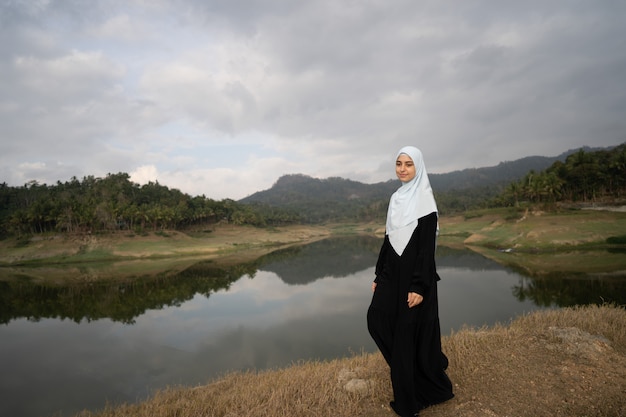 Muslim arabic woman at beautiful outdoor