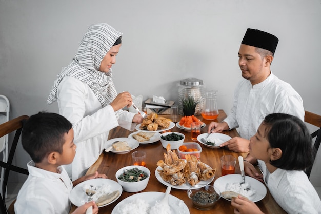 Muslim asian family having sahoor