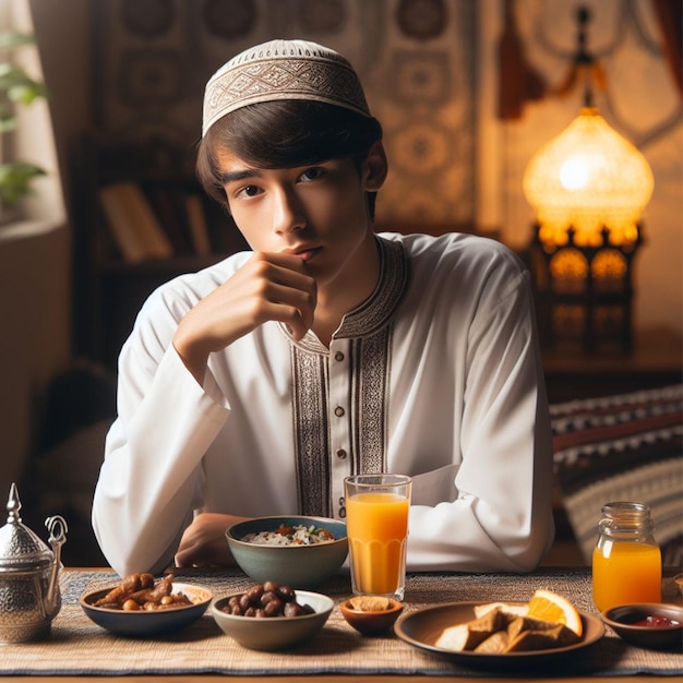 Muslim boys breaking the fast together