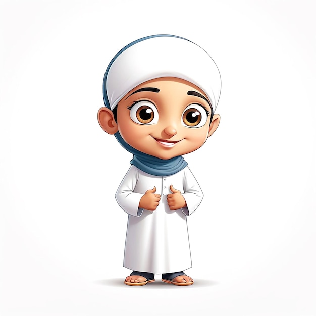 Muslim Cartoon Character Illustrations With White Background